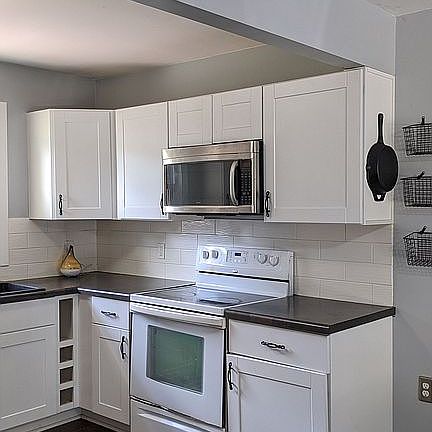 Kitchen with microwave