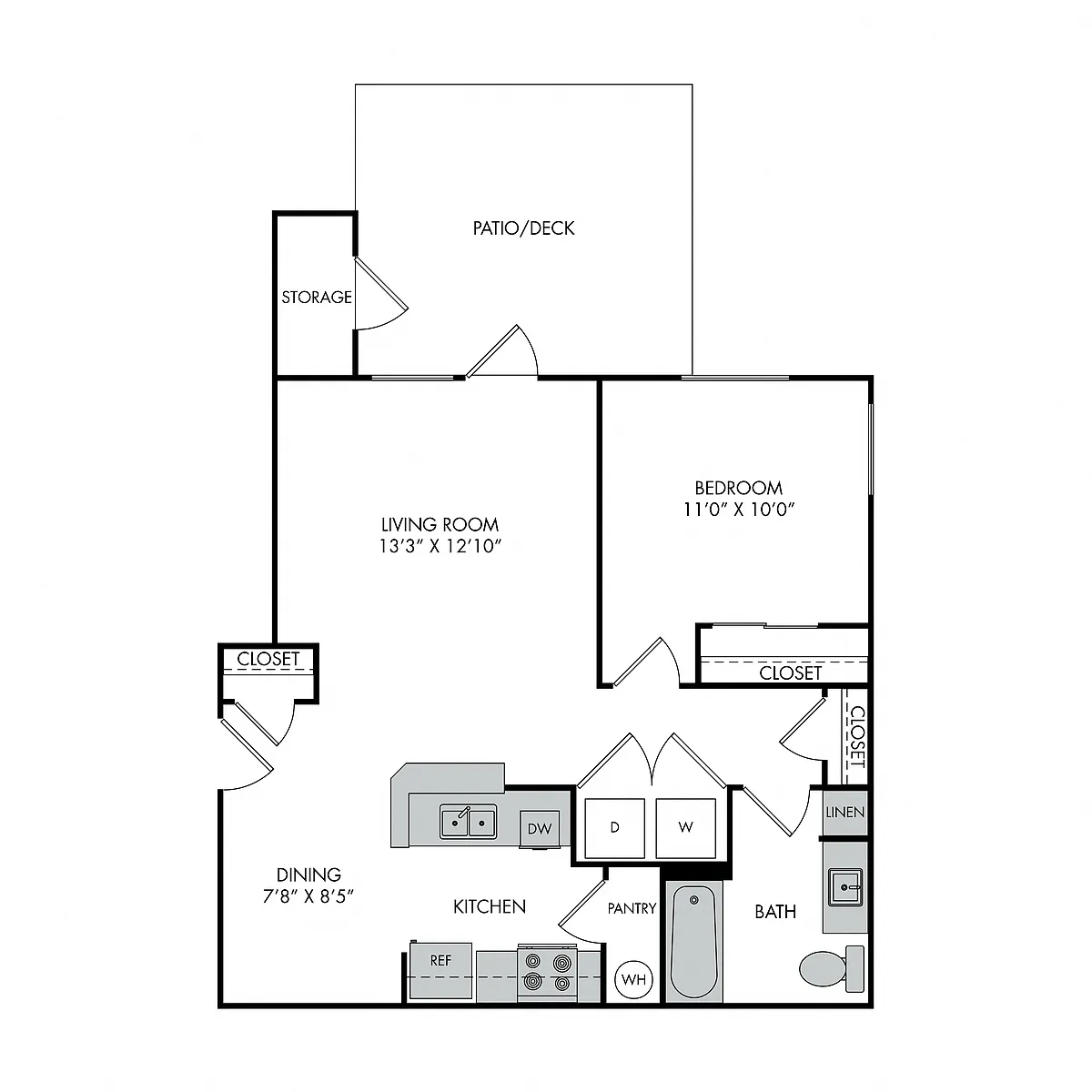 Floor plan One Bed, One Bath