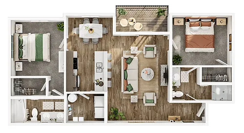 Floor plan 2 Bed 2 Bath