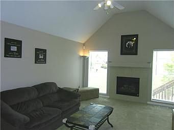 Living Room with Vaulted Ceiling