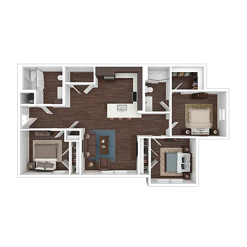 Floor plan Income-Restricted 3 Bedroom 2 Bath