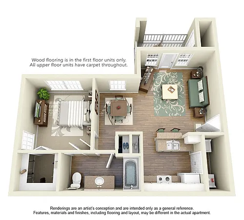 Floor plan Brazos 1x1