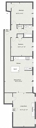 Floor plan The Holly 2 Bedroom 1 Bath B