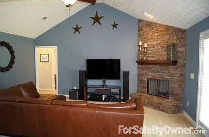 Great Room with Natural Stone Fireplace
						:
						Cathedral ceiling, open concept & $10K Builder upgraded natural stone fireplace.