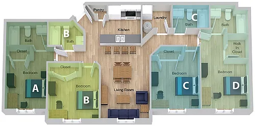 Floor plan By The Bed Pricing - Four Bedroom B
