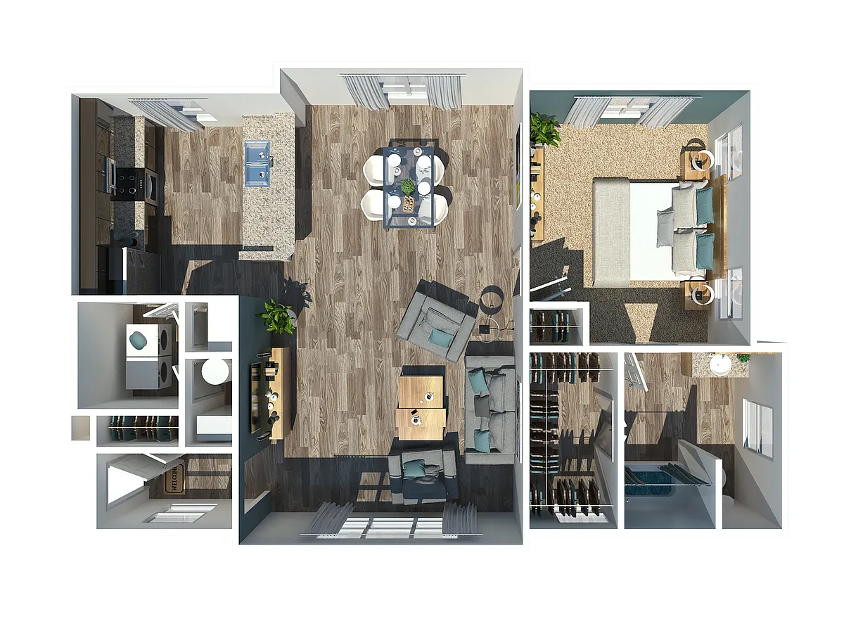 Floor plan A3 - One Bedroom, One Bathroom