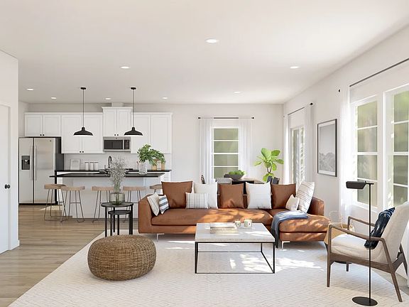 Great room with luxurious wood floors