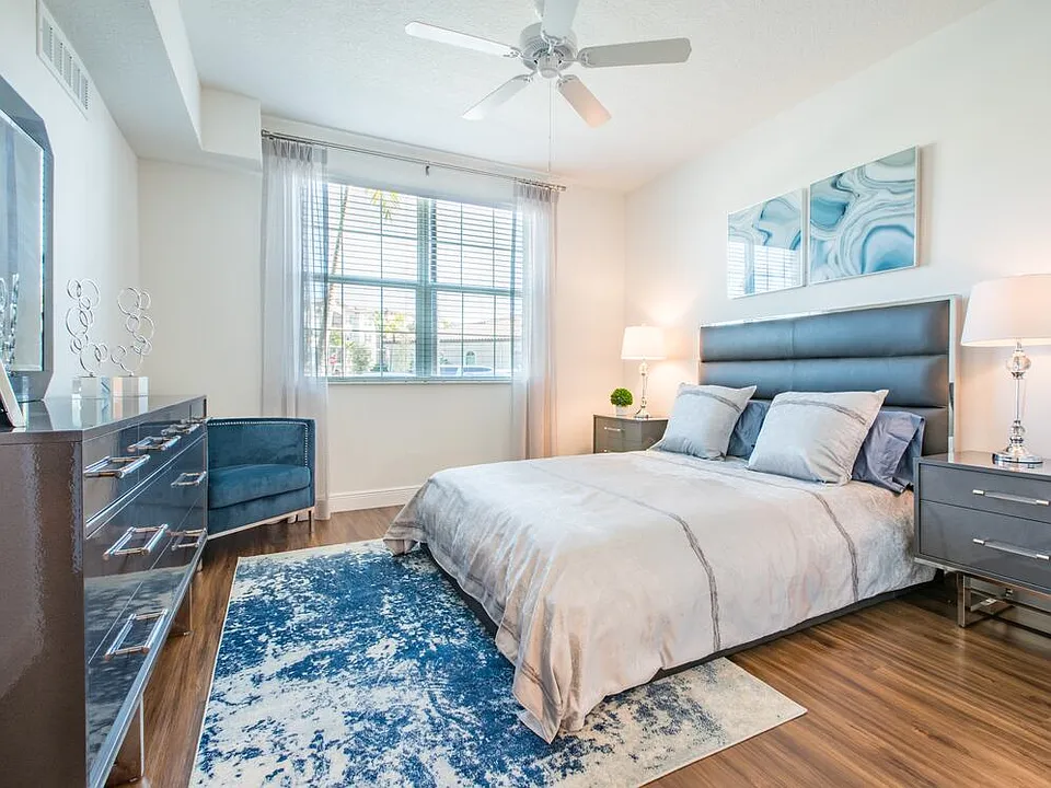 Bedroom with hard surface flooring