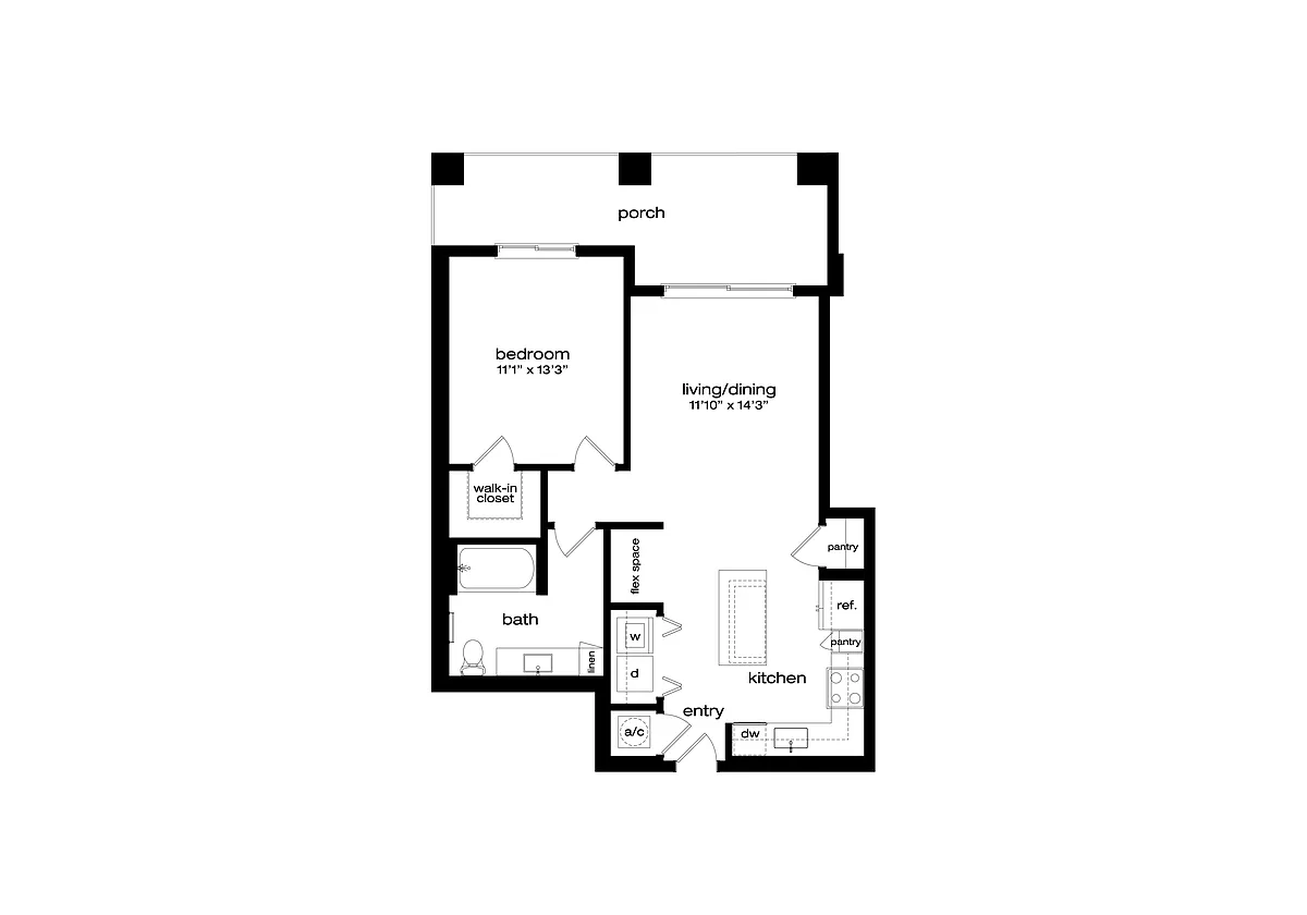 Floor plan 1 Bed/1 Bath-A3