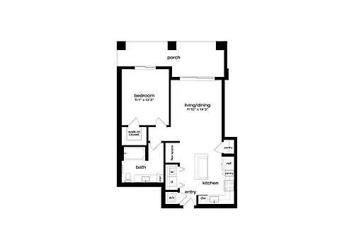 Floor plan 1 Bed/1 Bath-A3