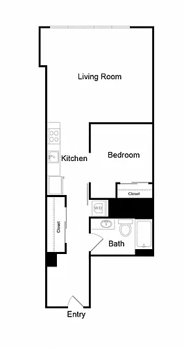 Floor plan One Bed One Bath - G