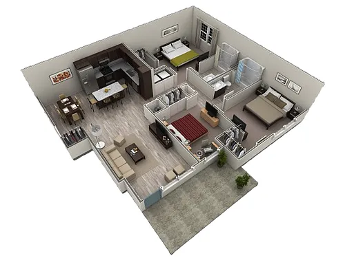 Floor plan 3 BR Grand Courtyard