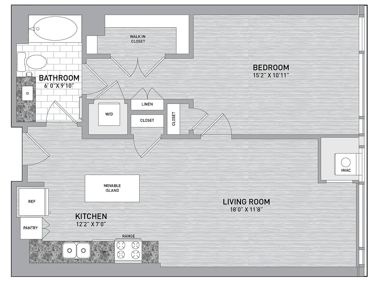 Floor plan 27/29 Stack - 1 Bed 1 Bath-A1.1
