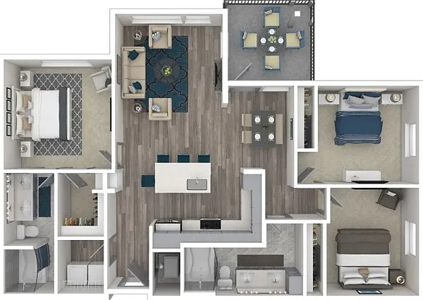 The EXQUISITE | THREE BEDROOM, TWO BATH, 1394 TOTAL SF WITH BALCONY/PATIO The EXQUISITE | THREE BEDROOM, TWO BATH, 1394 TOTAL SF WITH BALCONY/PATIO