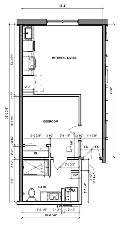 Floor plan 1 Bedroom / 1 Bath