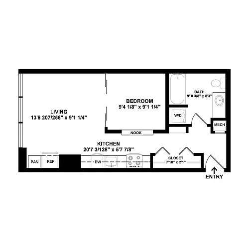 Floor plan 1 Bed/1 Bath Urban-e7.1