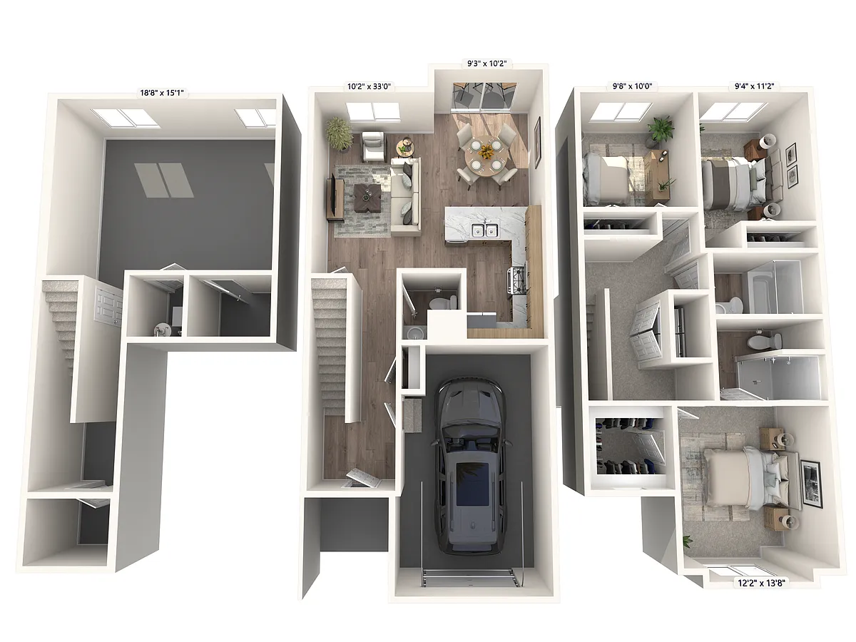 Floor plan 3 Bedroom Townhome