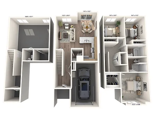 Floor plan 3 Bedroom Townhome