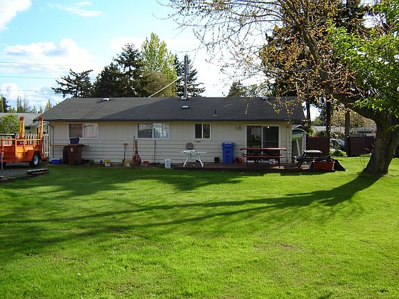 back yard looking at back of house