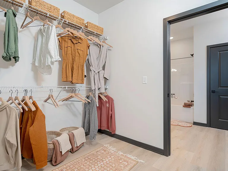 1BR, 1BA - 741SF - Bedroom Closet and Bathroom
