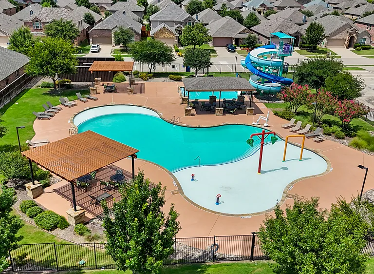 Community pool and waterslide
