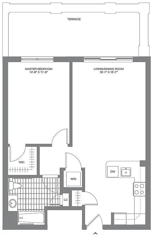 Floor plan 1 Bed/1 Bath