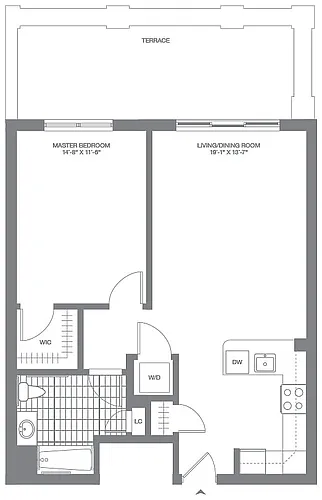 Floor plan 1 Bed/1 Bath