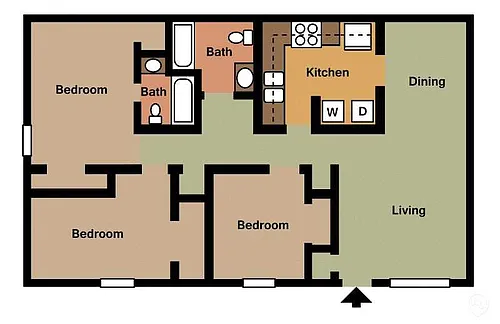 Floor plan 3Bed - 2Bath