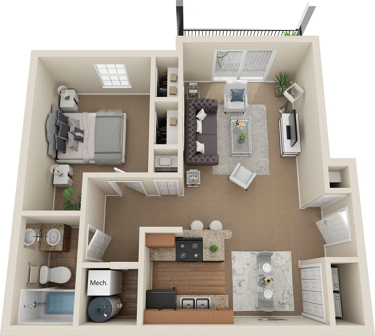 Floor plan One Bedroom, One Bath