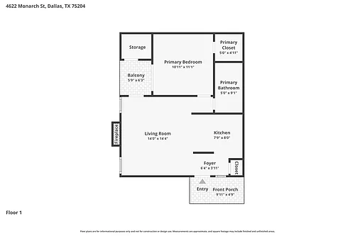 Floor plan One Bedroom