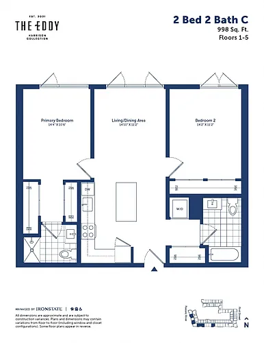 Floor plan 2 Bed 2 Bath C