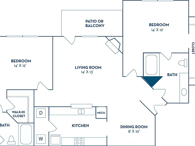 2 Bedroom | 2 Bath | 1244 SF 2 Bedroom | 2 Bath | 1244 SF