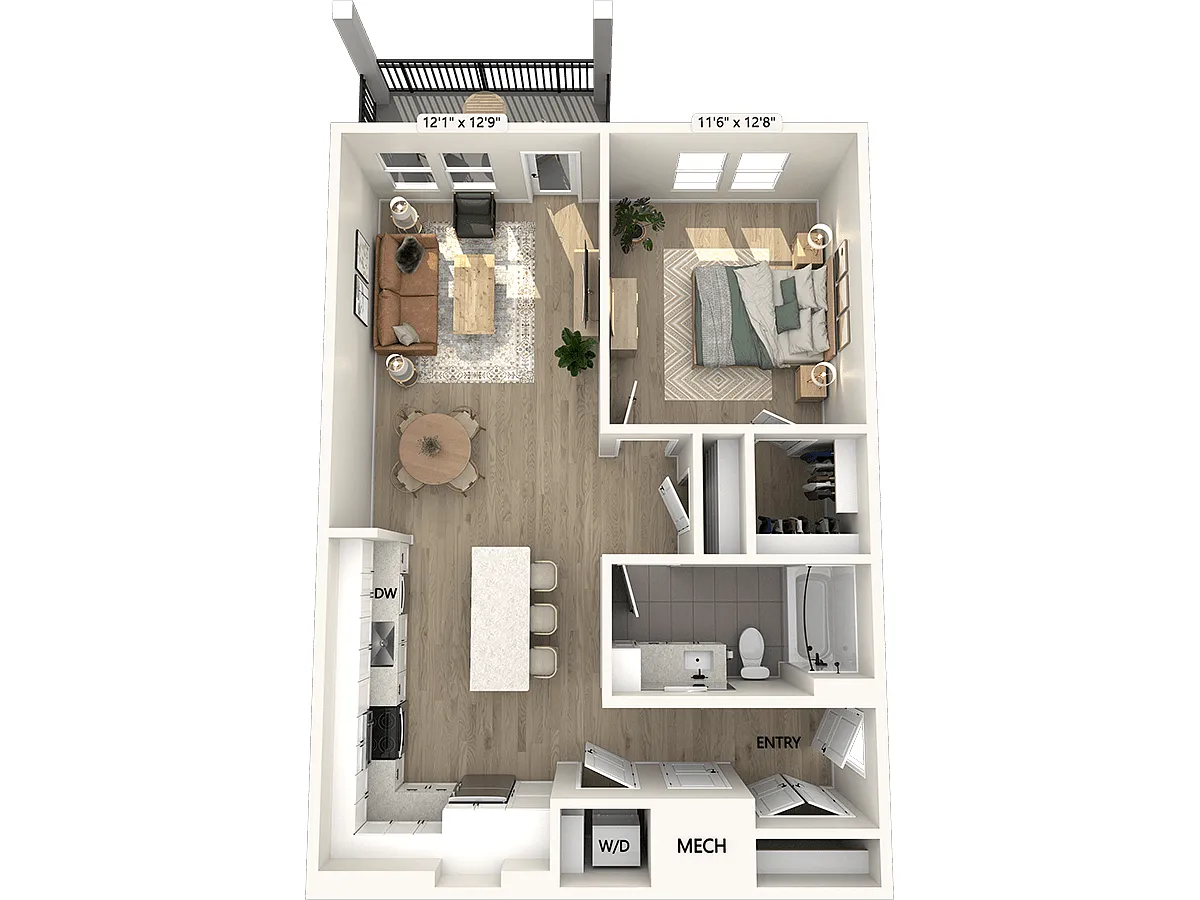 Floor plan AF2.1-843sf-Upgrade