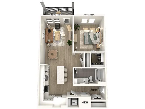 Floor plan AF2.1-843sf-Upgrade