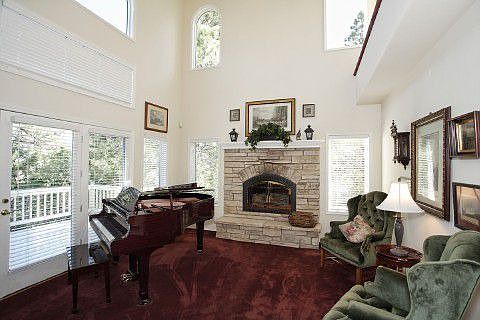Great room with stone fireplace