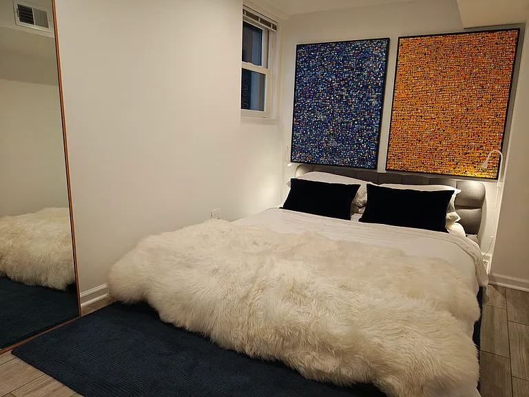 Bedroom fits a queen size bed.