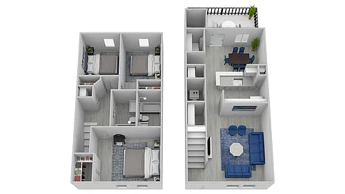 Floor plan 3 bed 2 Bath Townhome - Renovated