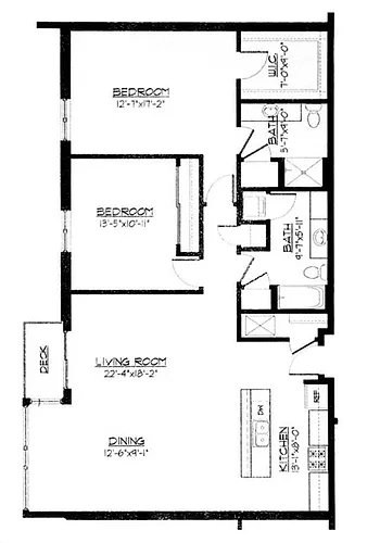 Floor plan 2 Bed / 2 Bath - 1,455 SF