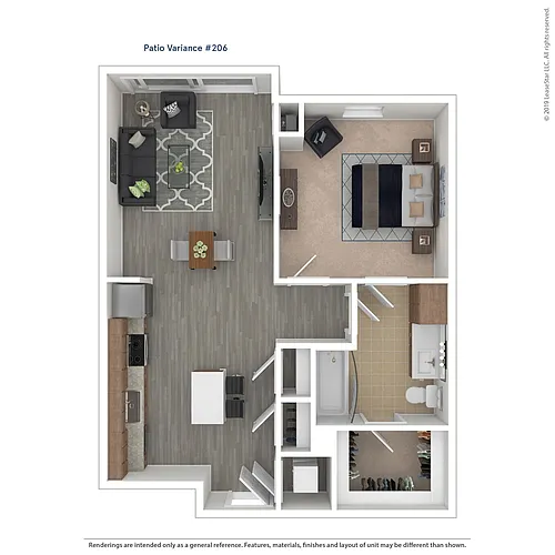 Floor plan A02 - 1 bed/1 bath
