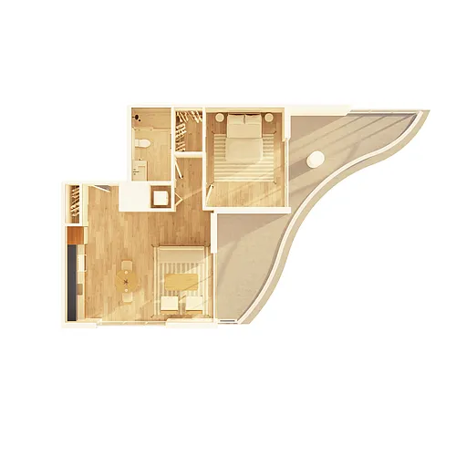 Floor plan 1 BD Type E (A04)
