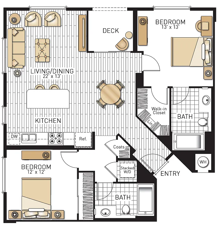 Floor plan Cadiz - Two Bedrooms