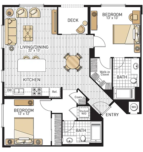 Floor plan Cadiz - Two Bedrooms