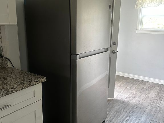 Stainless steel refrigerator.