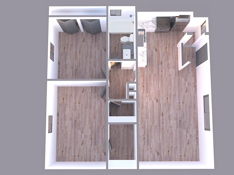 Two bedroom One Bathroom Floorplan