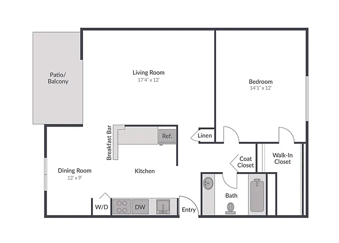 Floor plan 1 Bed 1 Bath