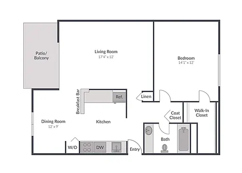 Floor plan 1 Bed 1 Bath