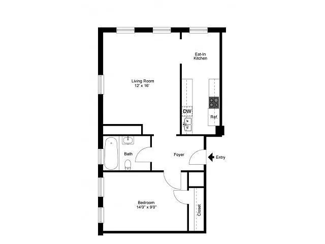 Floor plan One Bedroom Large