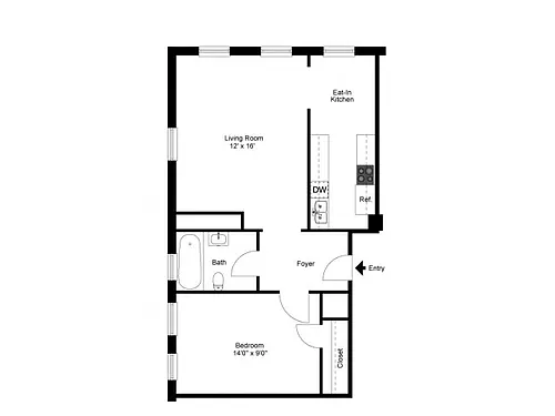 Floor plan One Bedroom Large