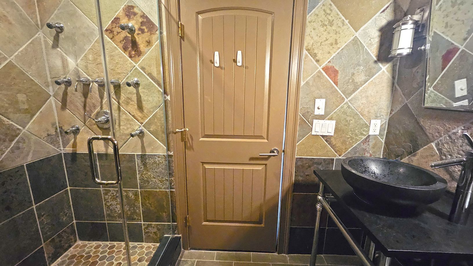  First floor full bathroom with exterior door to outside