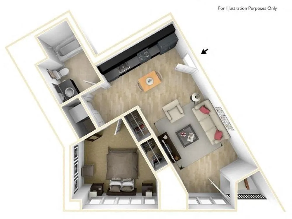 Floor plan 1 Bed 1 Bath A